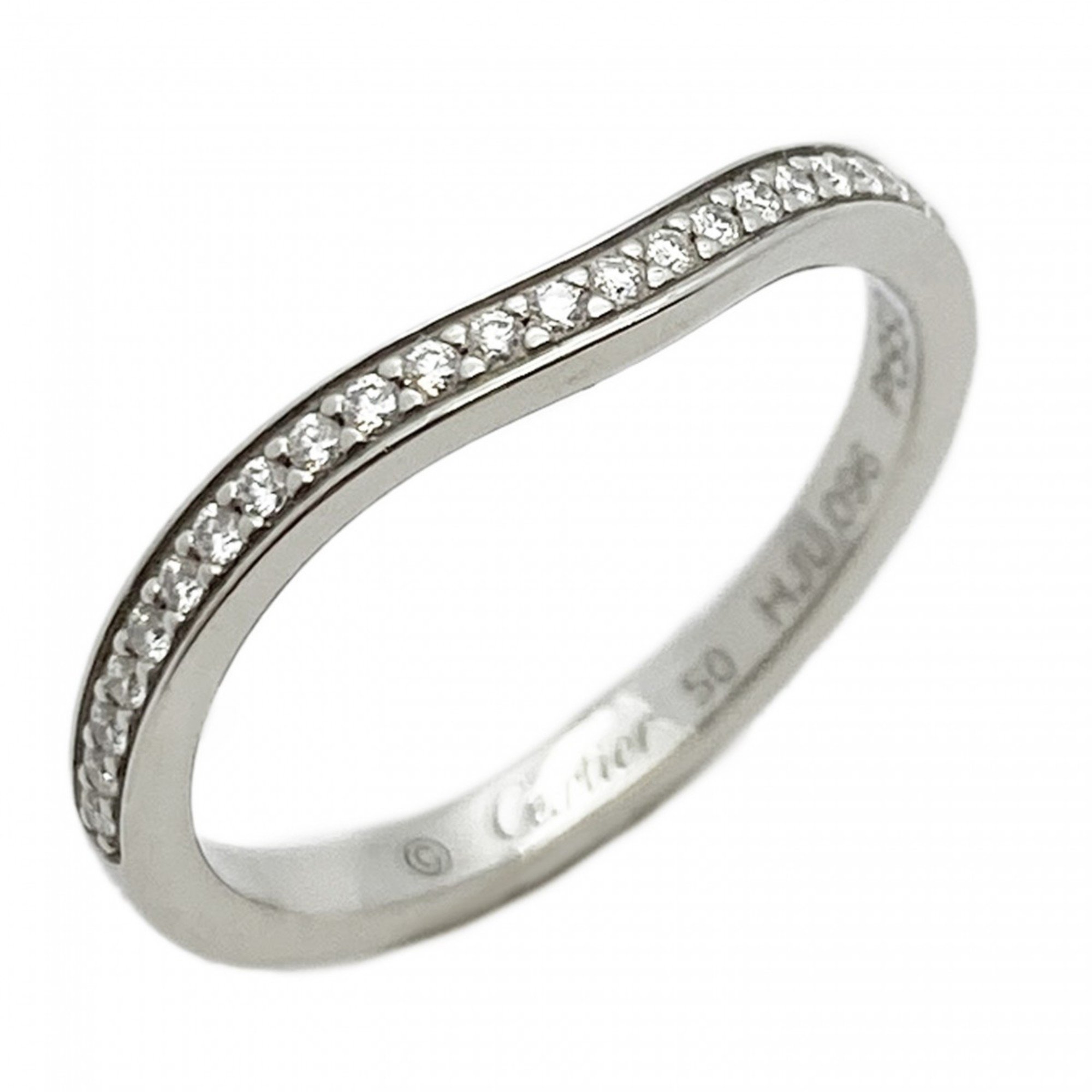 Cartier Ring Ballerina Half Eternity Diamond Pt950 Platinum #50 Ladies