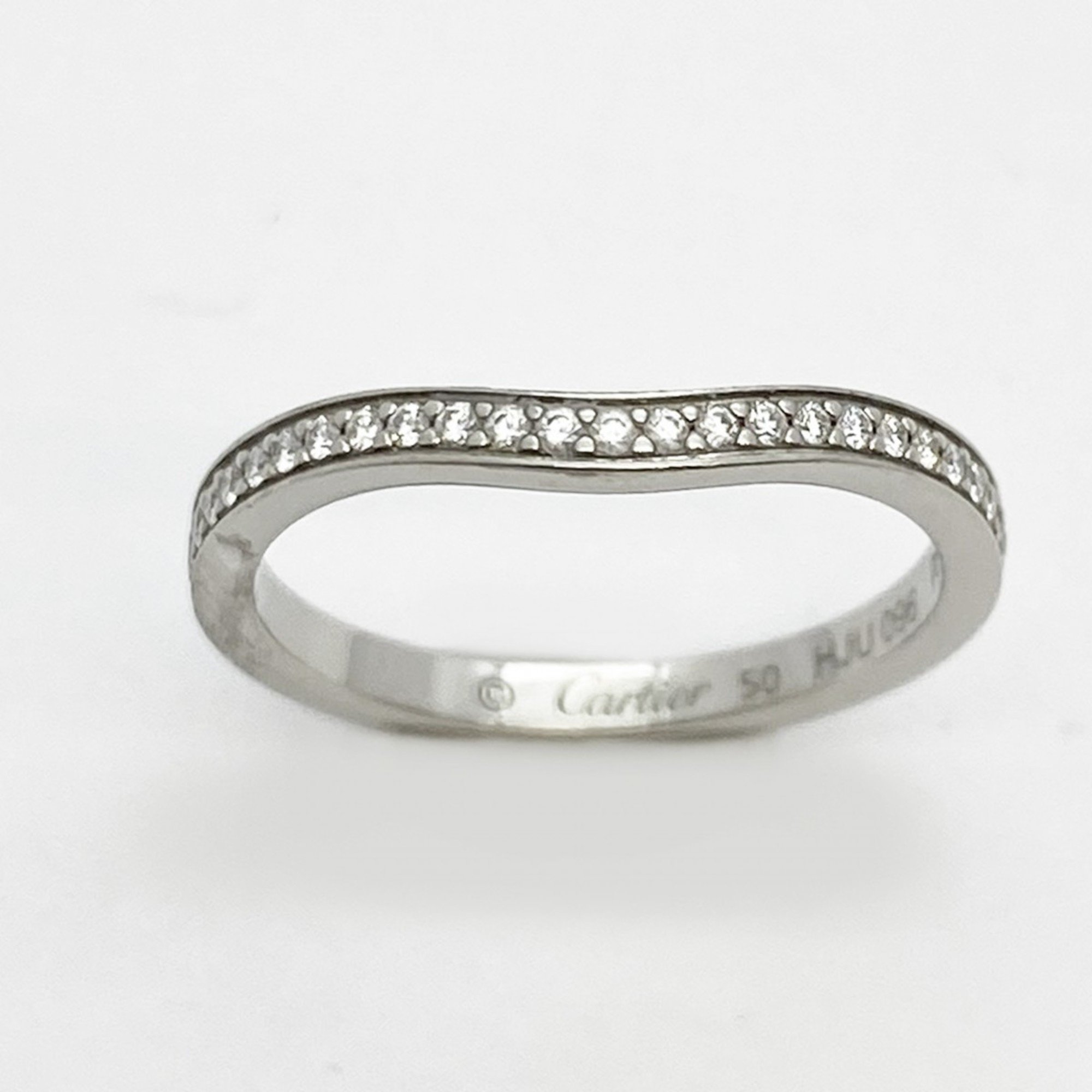 Cartier Ring Ballerina Half Eternity Diamond Pt950 Platinum #50 Ladies