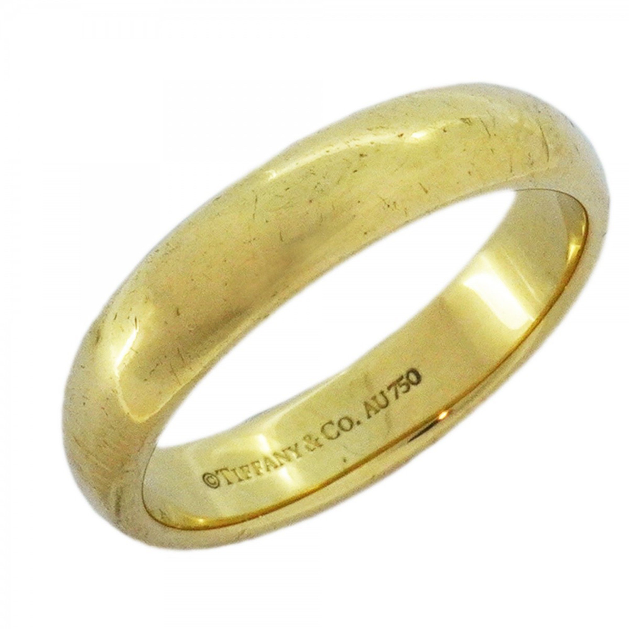 Tiffany Ring Wedding Band K18YG Yellow Gold Size 15.5 Men's Women's