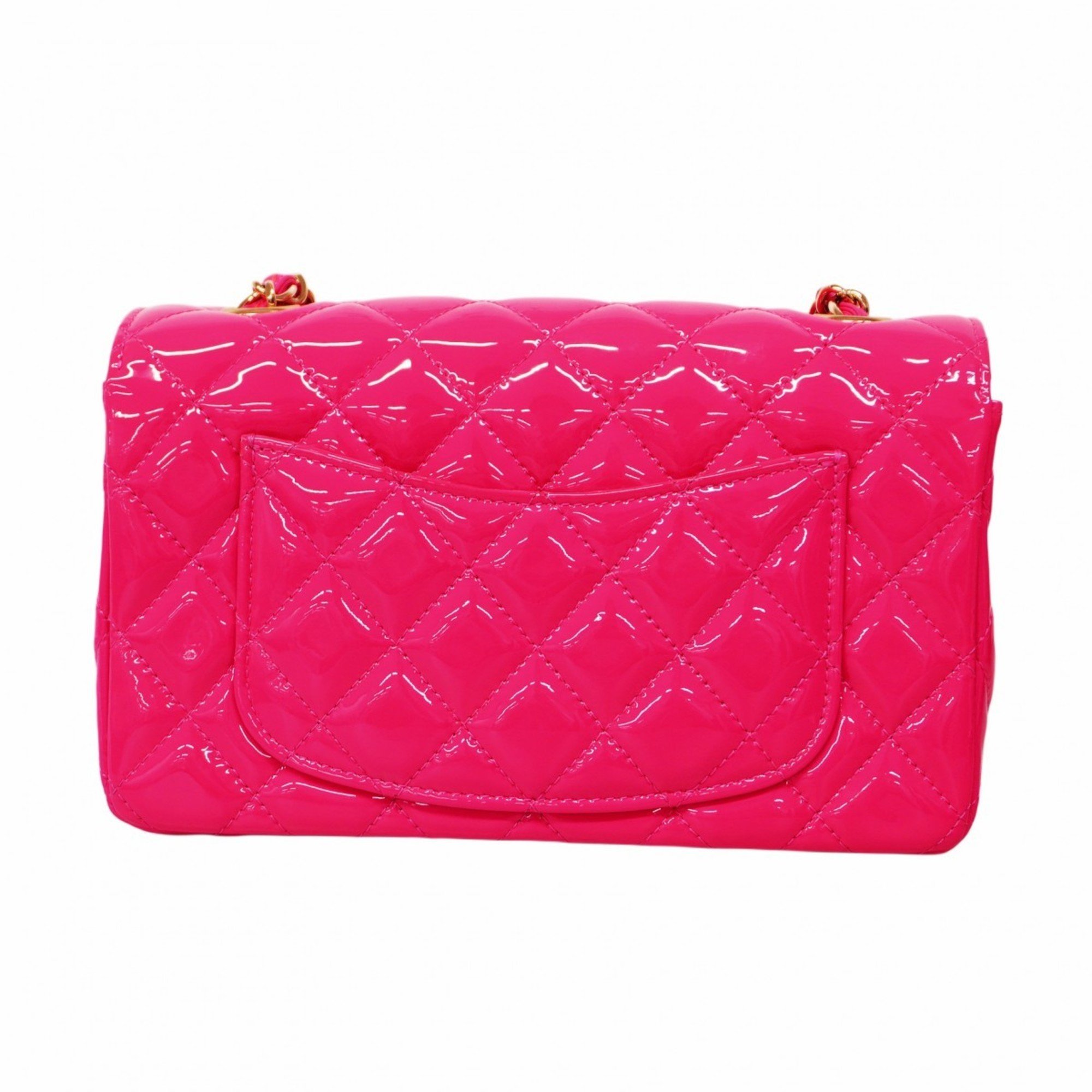 Chanel Shoulder Bag Matelasse Patent Leather Pink Women's