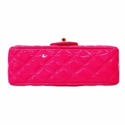 Chanel Shoulder Bag Matelasse Patent Leather Pink Women's