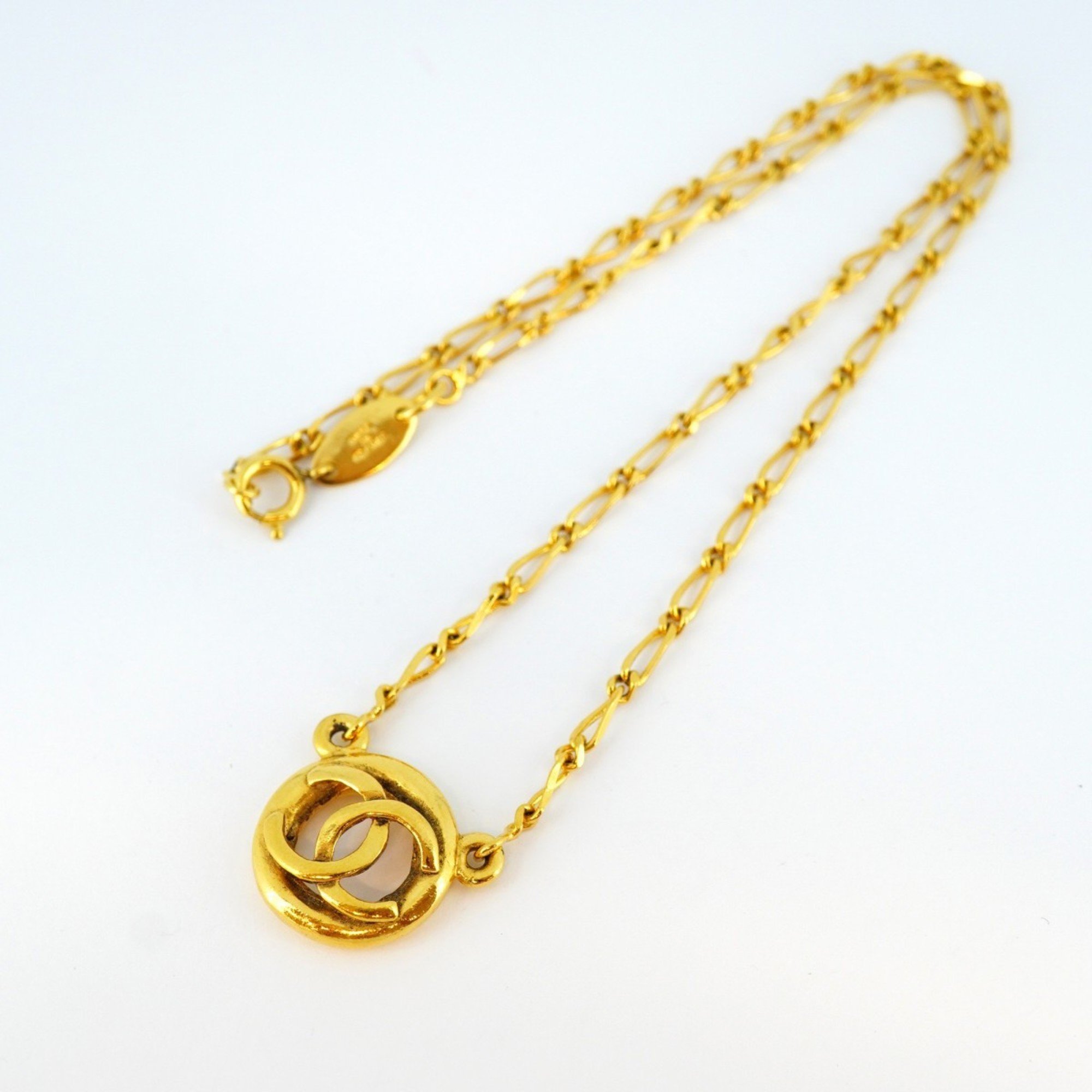 Chanel Necklace Coco Mark Circle GP Plated Gold Ladies