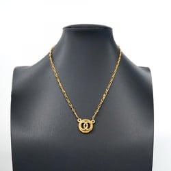 Chanel Necklace Coco Mark Circle GP Plated Gold Ladies