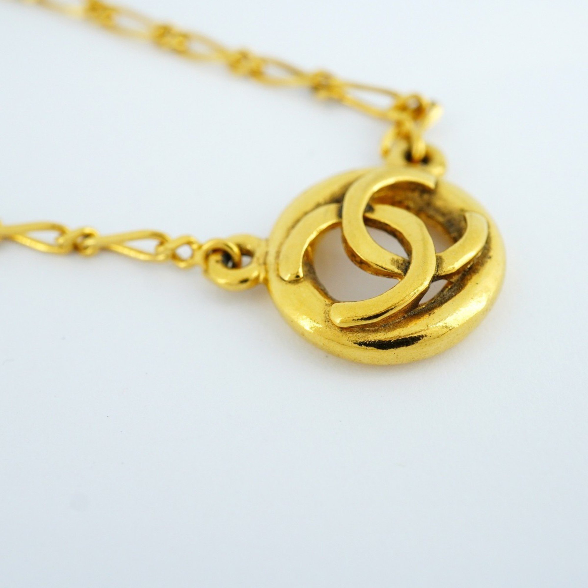 Chanel Necklace Coco Mark Circle GP Plated Gold Ladies