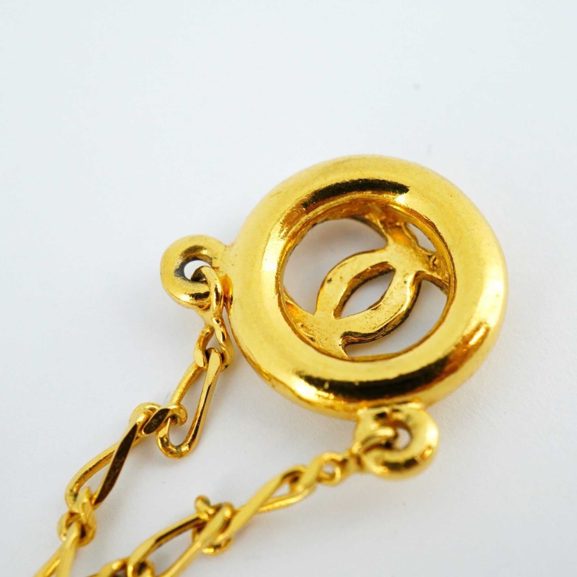 Chanel Necklace Coco Mark Circle GP Plated Gold Ladies