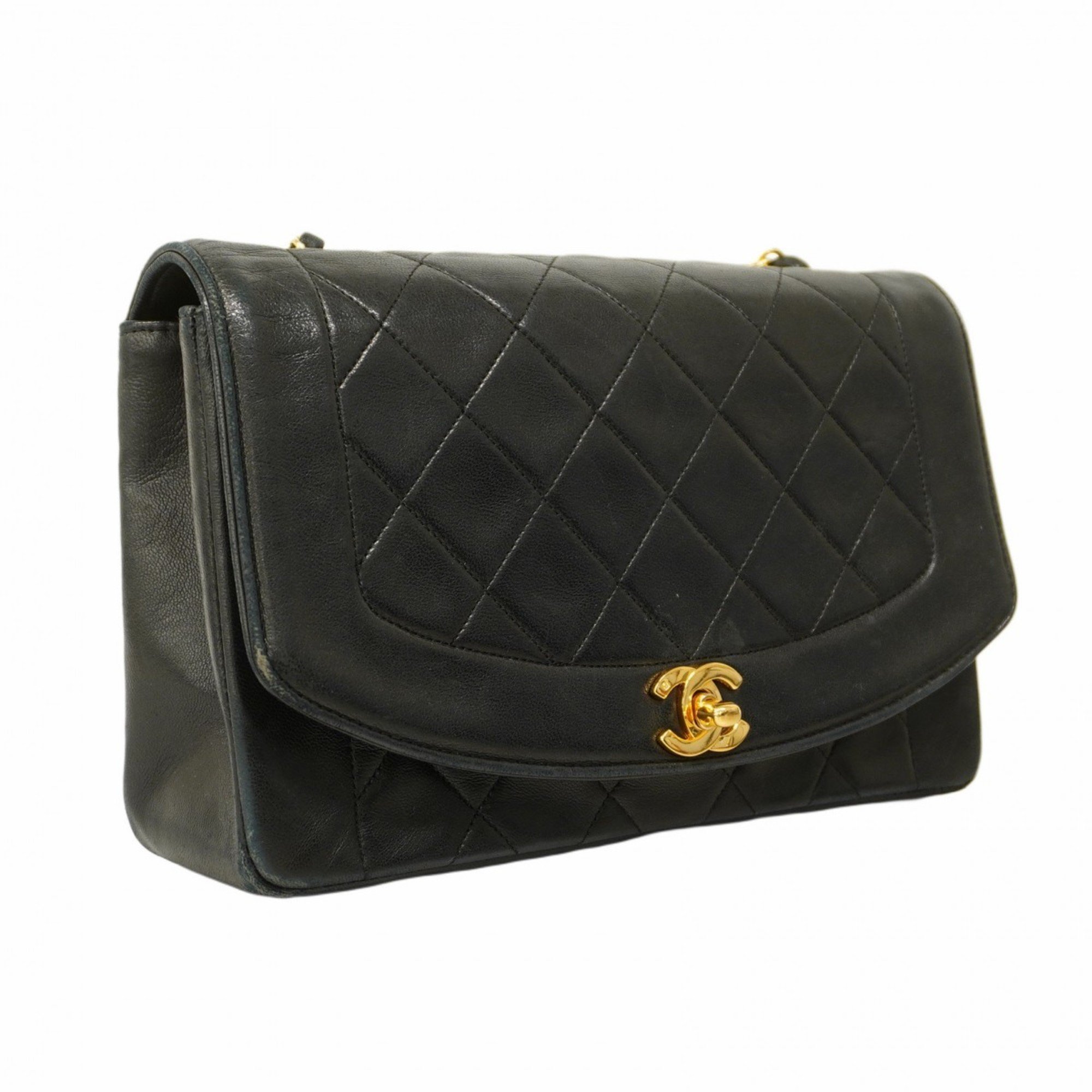 Chanel Shoulder Bag Diana Lambskin Black Women's