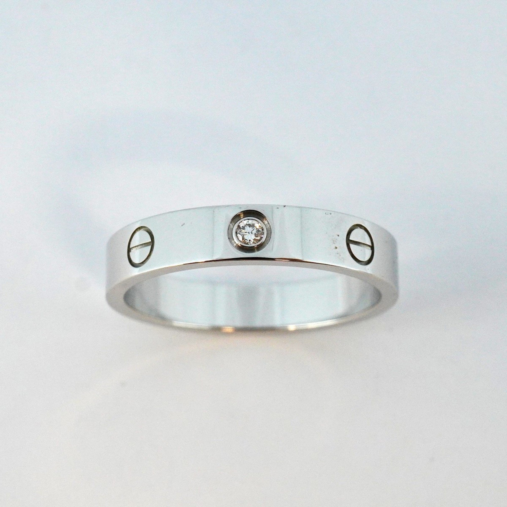 Cartier Ring Love 1PD Diamond K18WG White Gold #59 Men's