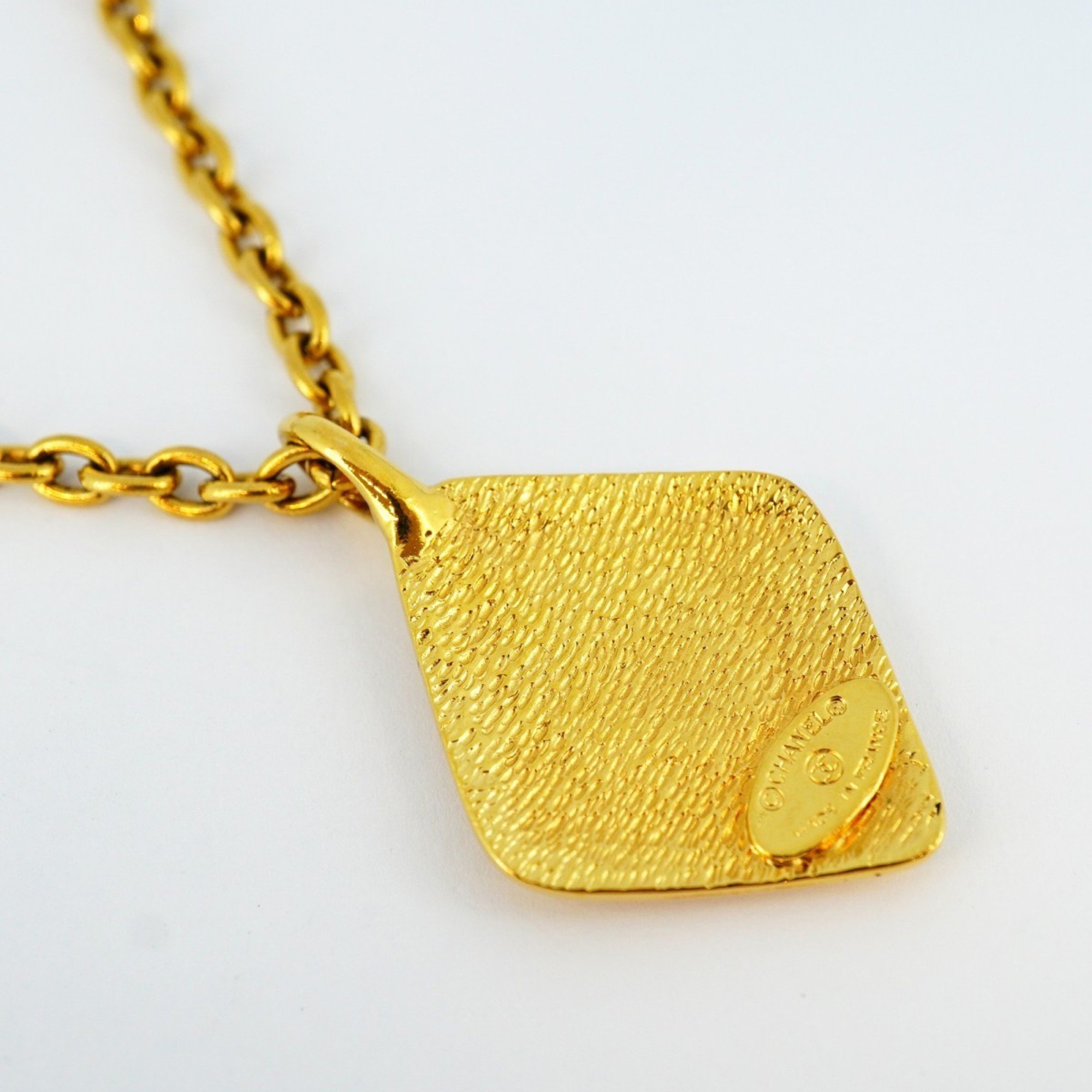 Chanel Necklace Coco Mark Diamond Shape GP Plated Gold Ladies