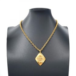 Chanel Necklace Coco Mark Diamond Shape GP Plated Gold Ladies