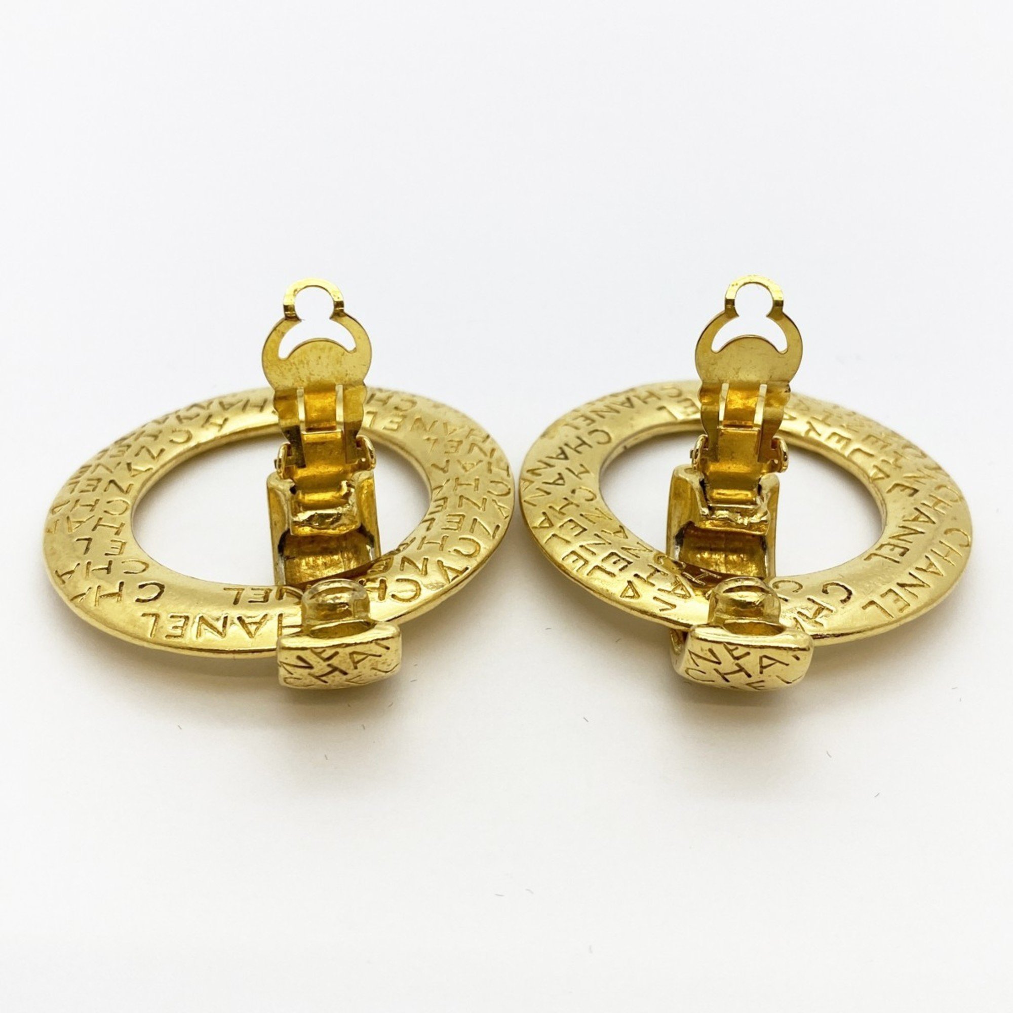 Chanel Earrings Circle GP Plated Gold Ladies