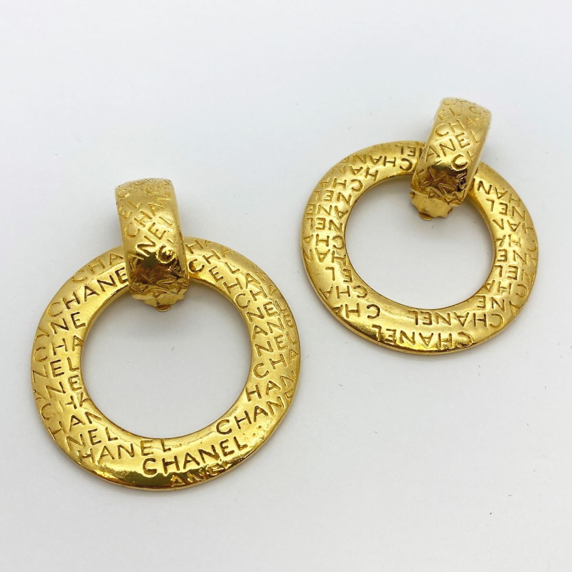 Chanel Earrings Circle GP Plated Gold Ladies