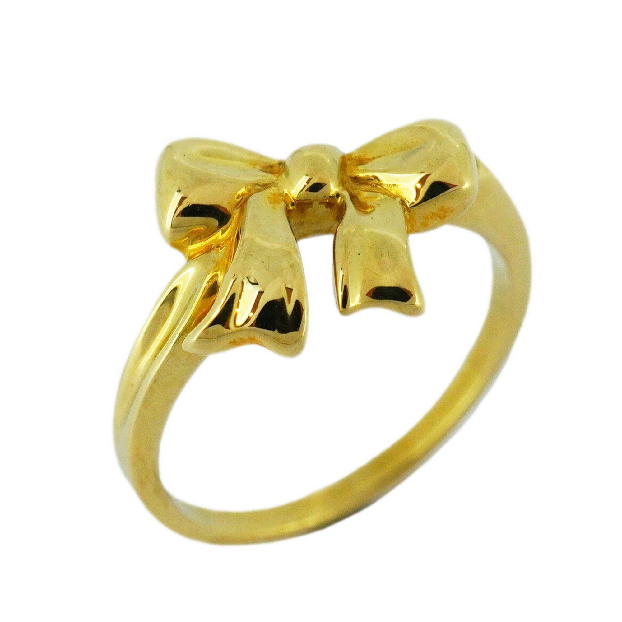 Tiffany Ring Ribbon K18YG Yellow Gold Size 12.5 Ladies