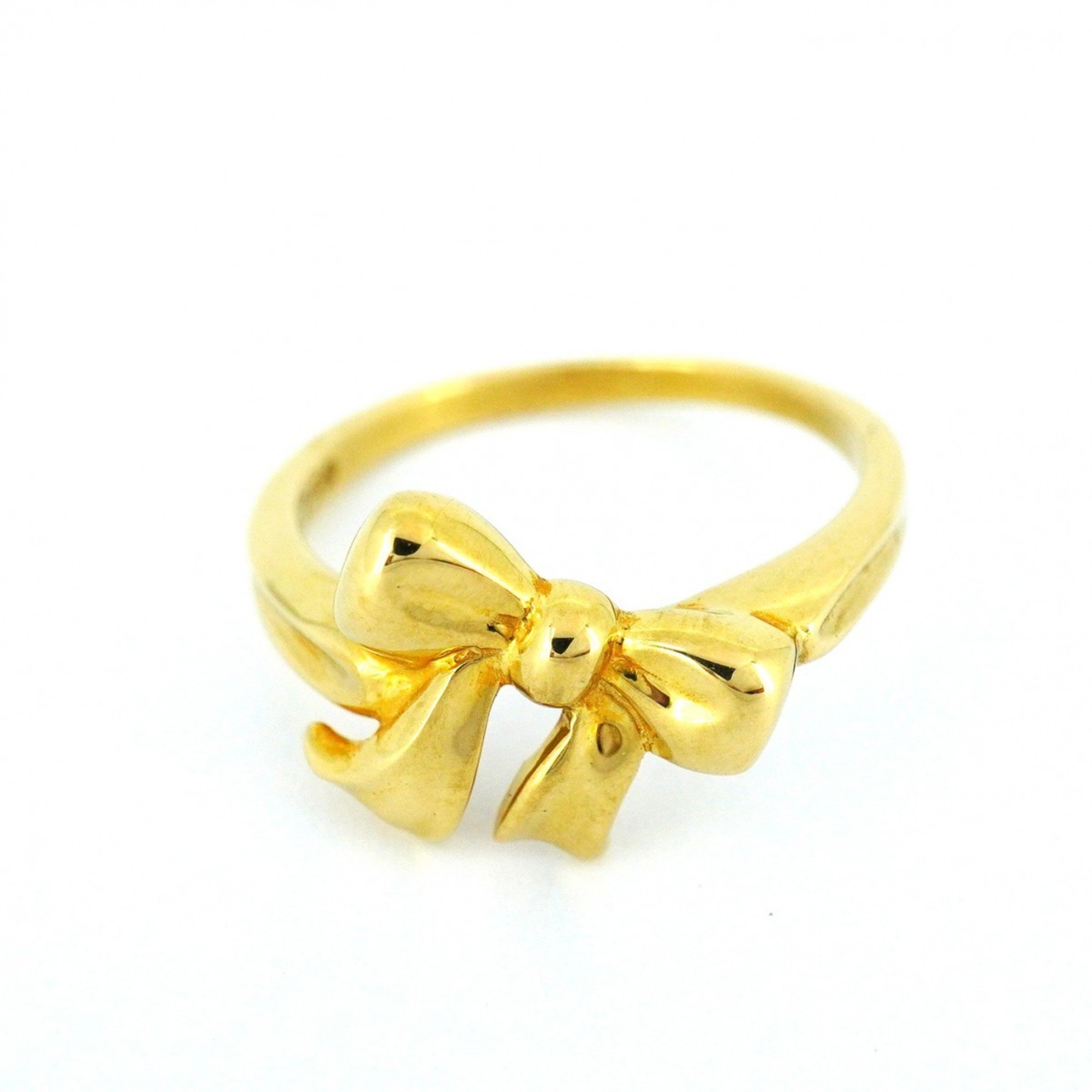 Tiffany Ring Ribbon K18YG Yellow Gold Size 12.5 Ladies