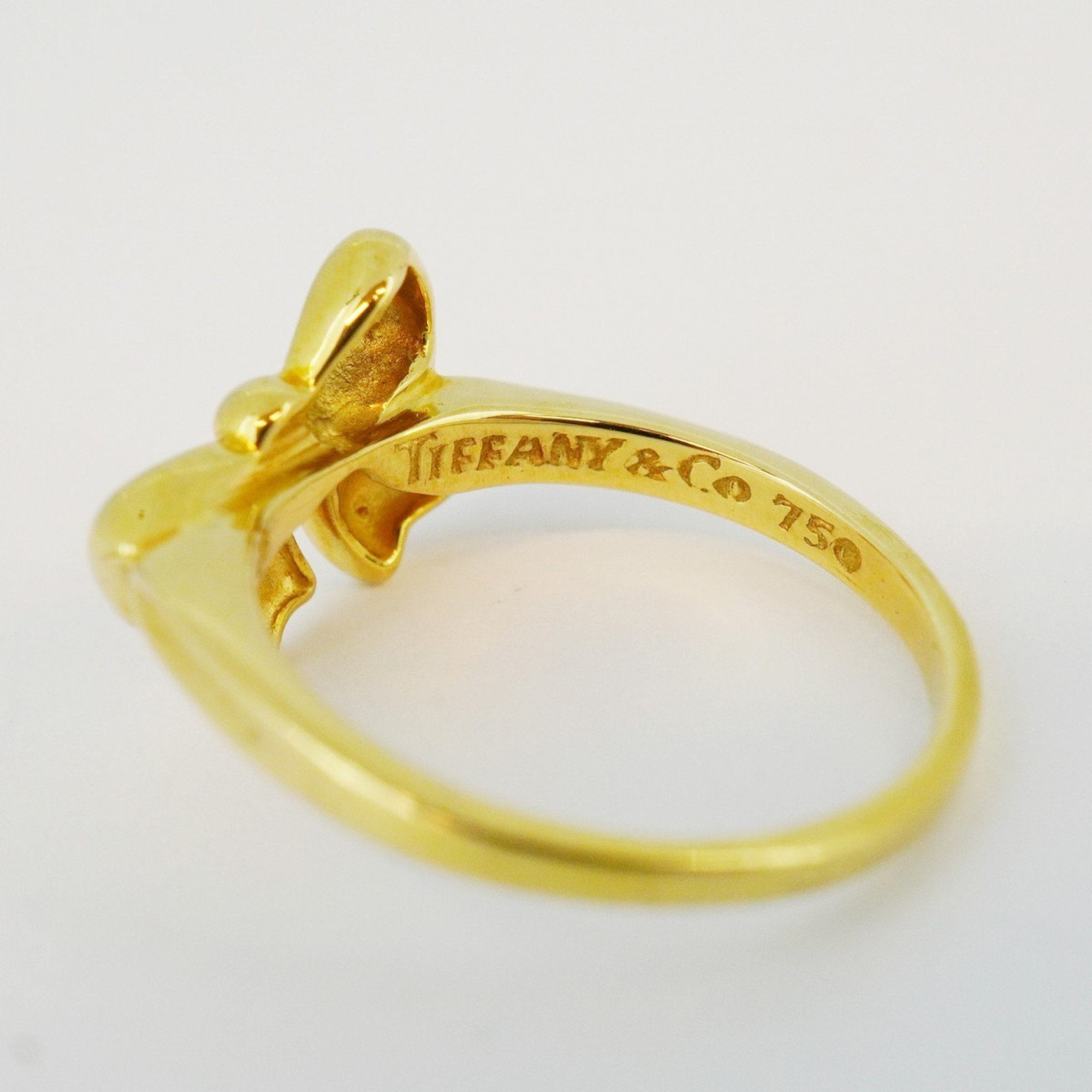 Tiffany Ring Ribbon K18YG Yellow Gold Size 12.5 Ladies