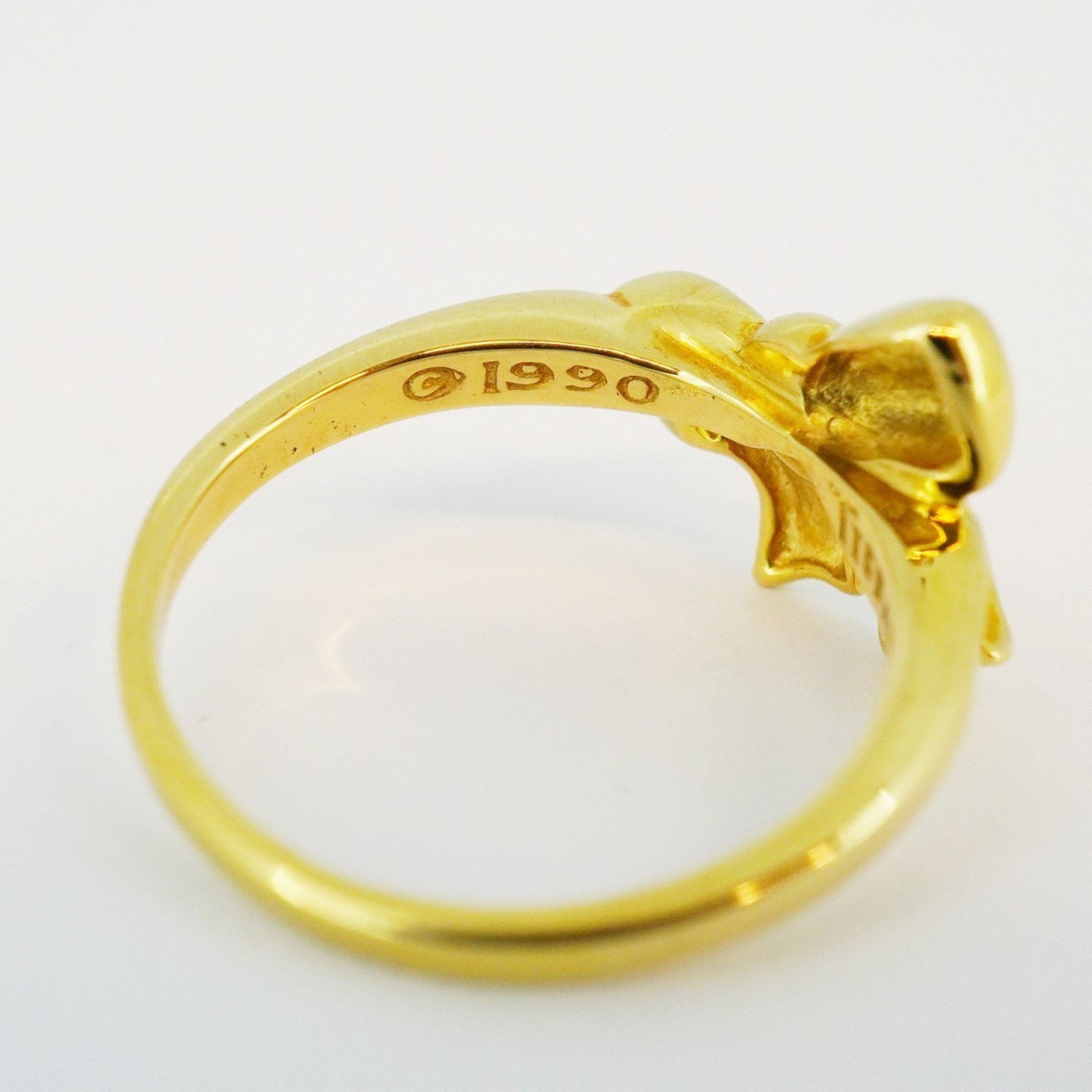 Tiffany Ring Ribbon K18YG Yellow Gold Size 12.5 Ladies