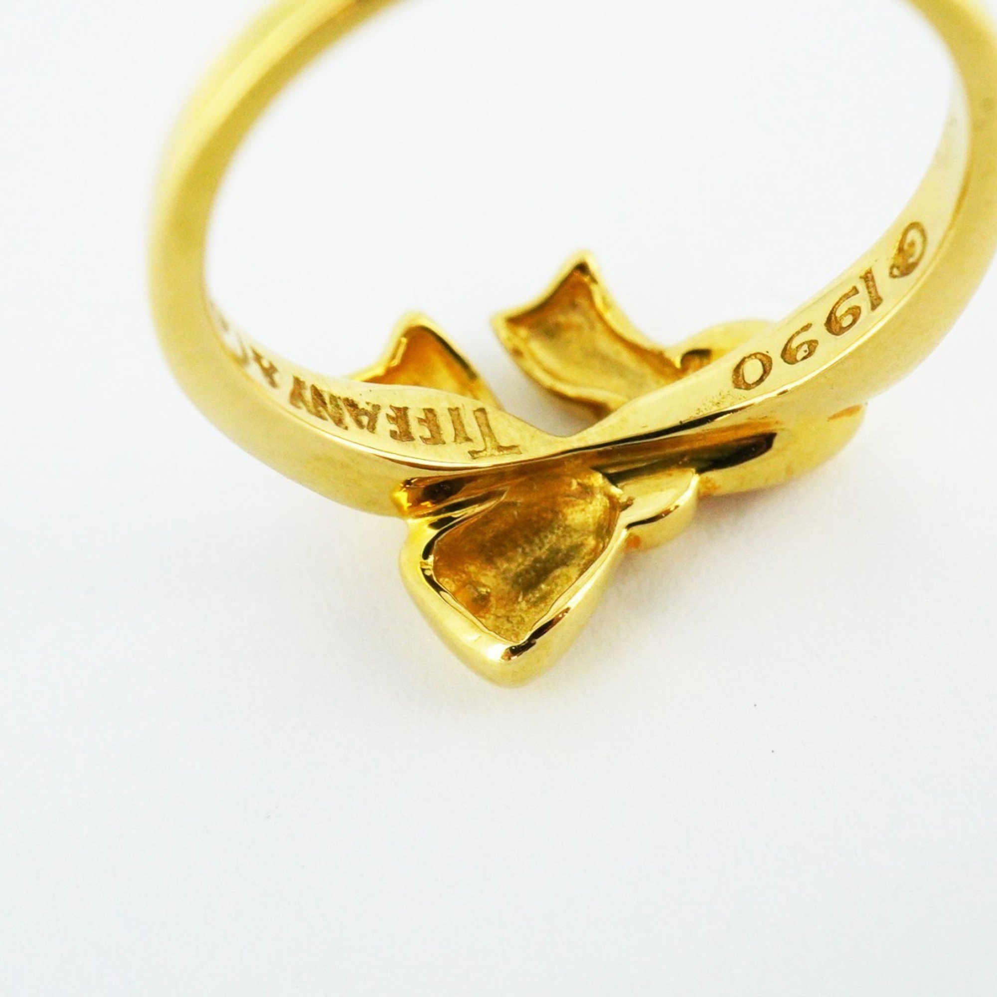 Tiffany Ring Ribbon K18YG Yellow Gold Size 12.5 Ladies