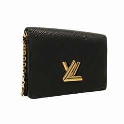 Louis Vuitton Shoulder Wallet Epi Portefeuille Twist Chain Noir Ladies