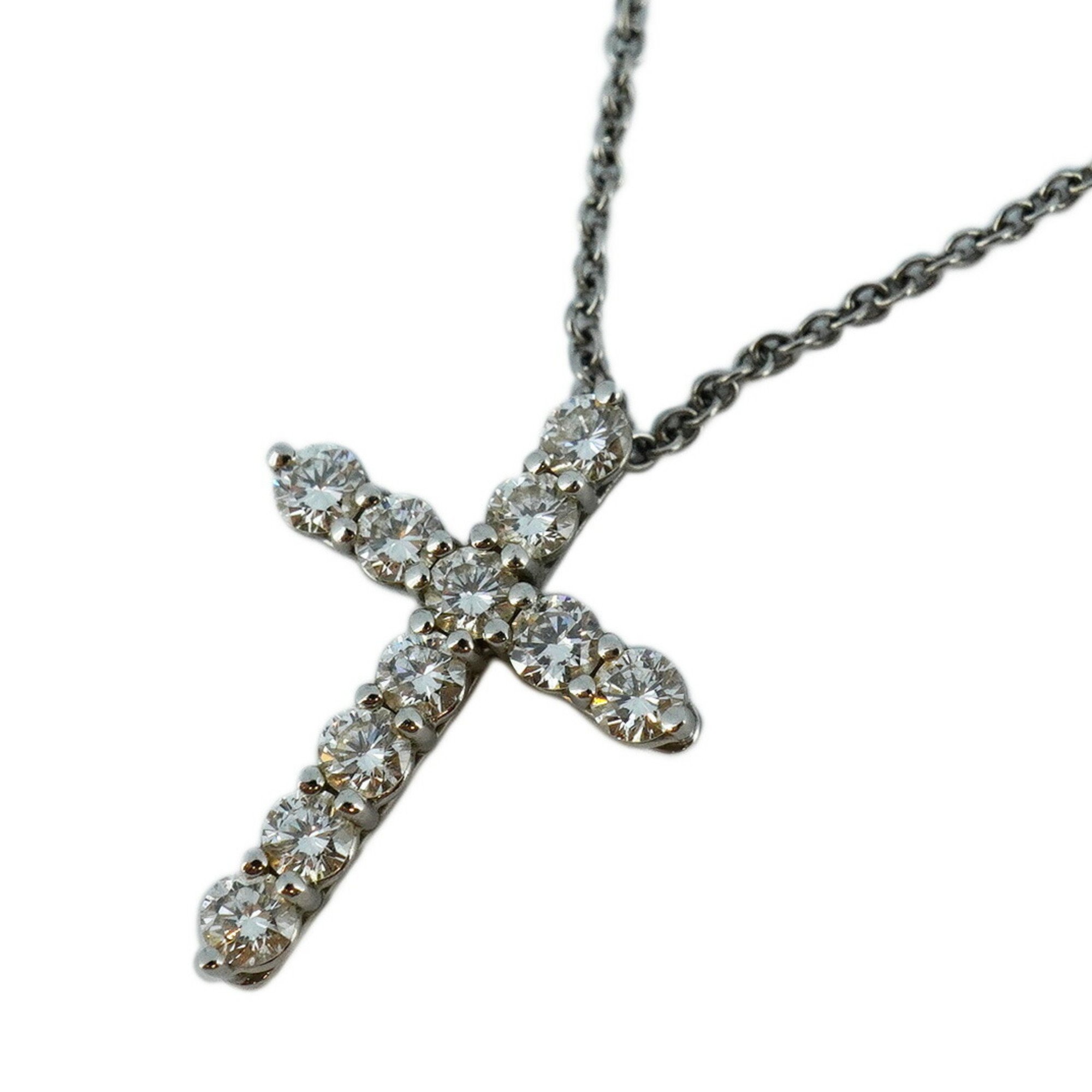 Tiffany Necklace Small Cross Diamond Pt950 Platinum Ladies