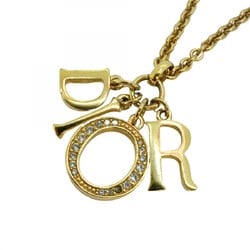 Christian Dior Necklace Rhinestone GP Plated Gold Ladies