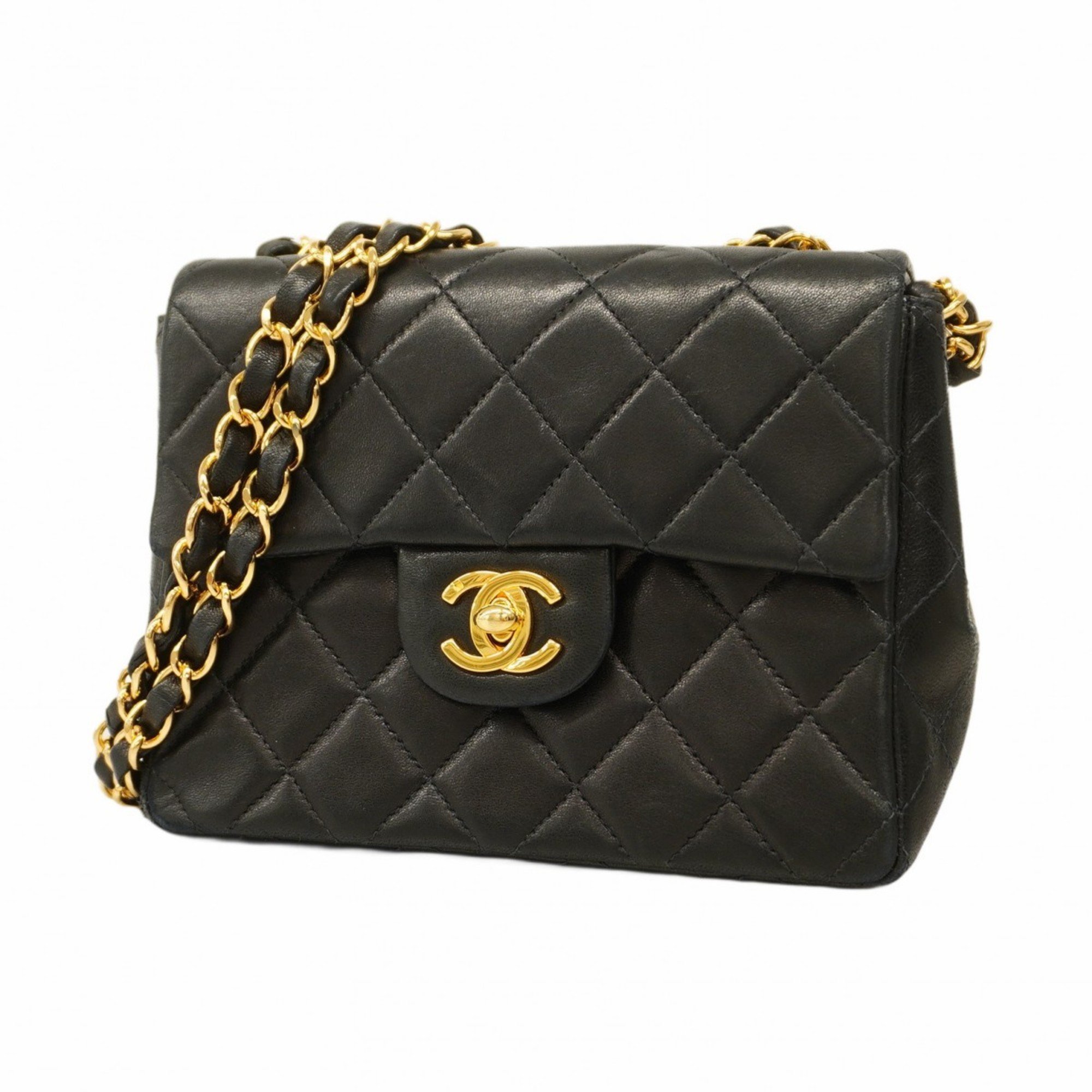 Chanel Shoulder Bag Matelasse Lambskin Black Women's