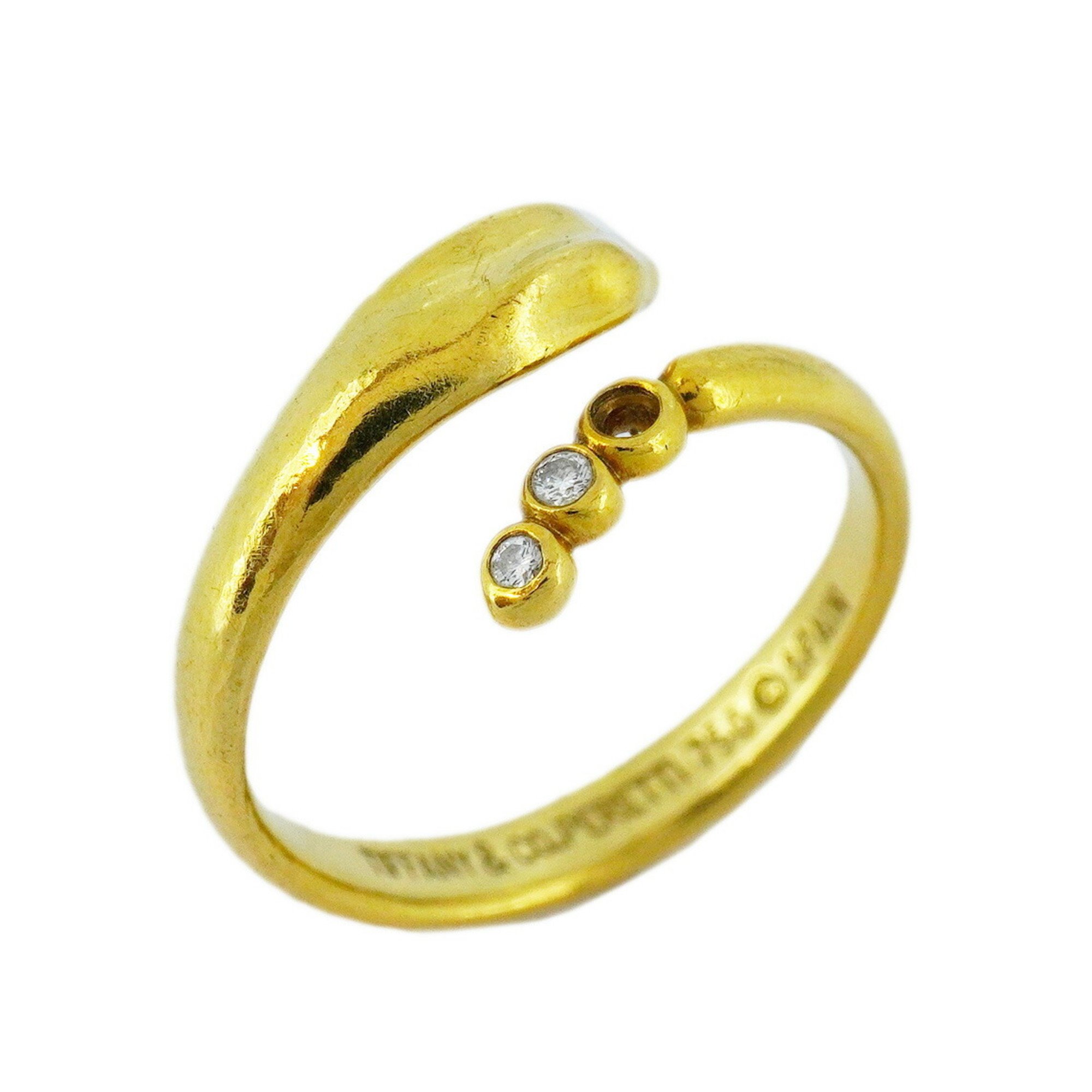 Tiffany Ring Snake Diamond K18YG Yellow Gold Size 9.5 Ladies