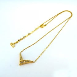 Christian Dior Necklace Rhinestone GP Plated Gold Ladies