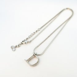 Christian Dior Necklace D Rhinestone Metal Silver Women's