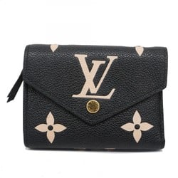 Louis Vuitton Tri-fold Wallet Monogram Empreinte Portefeuille Victorine M80968 Black Women's