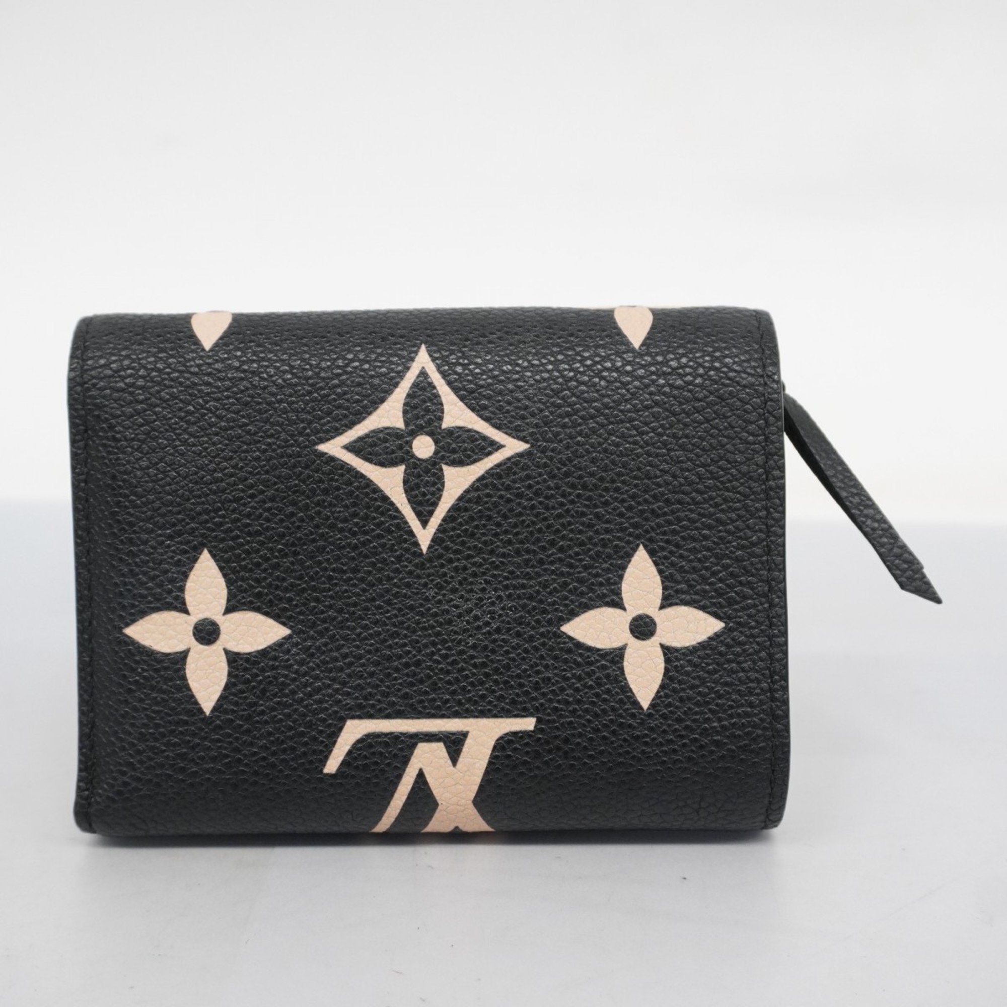 Louis Vuitton Tri-fold Wallet Monogram Empreinte Portefeuille Victorine M80968 Black Women's