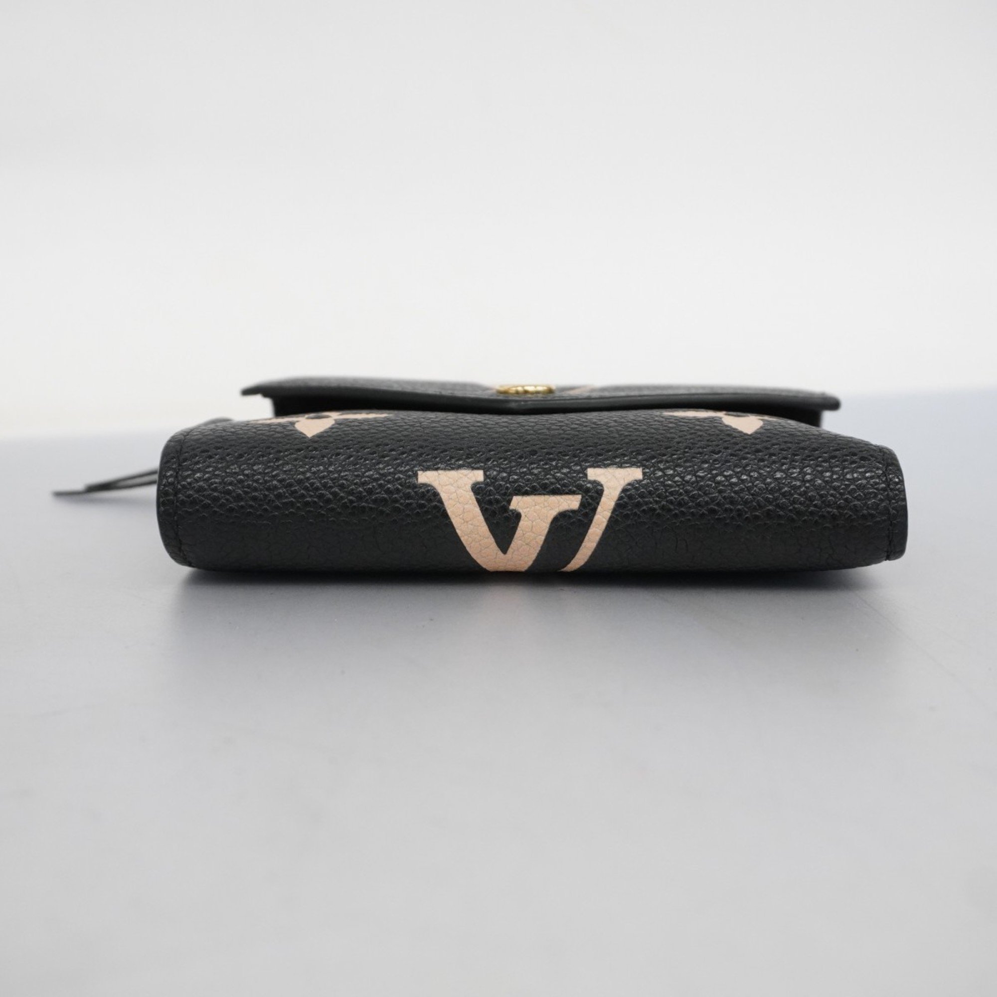 Louis Vuitton Tri-fold Wallet Monogram Empreinte Portefeuille Victorine M80968 Black Women's