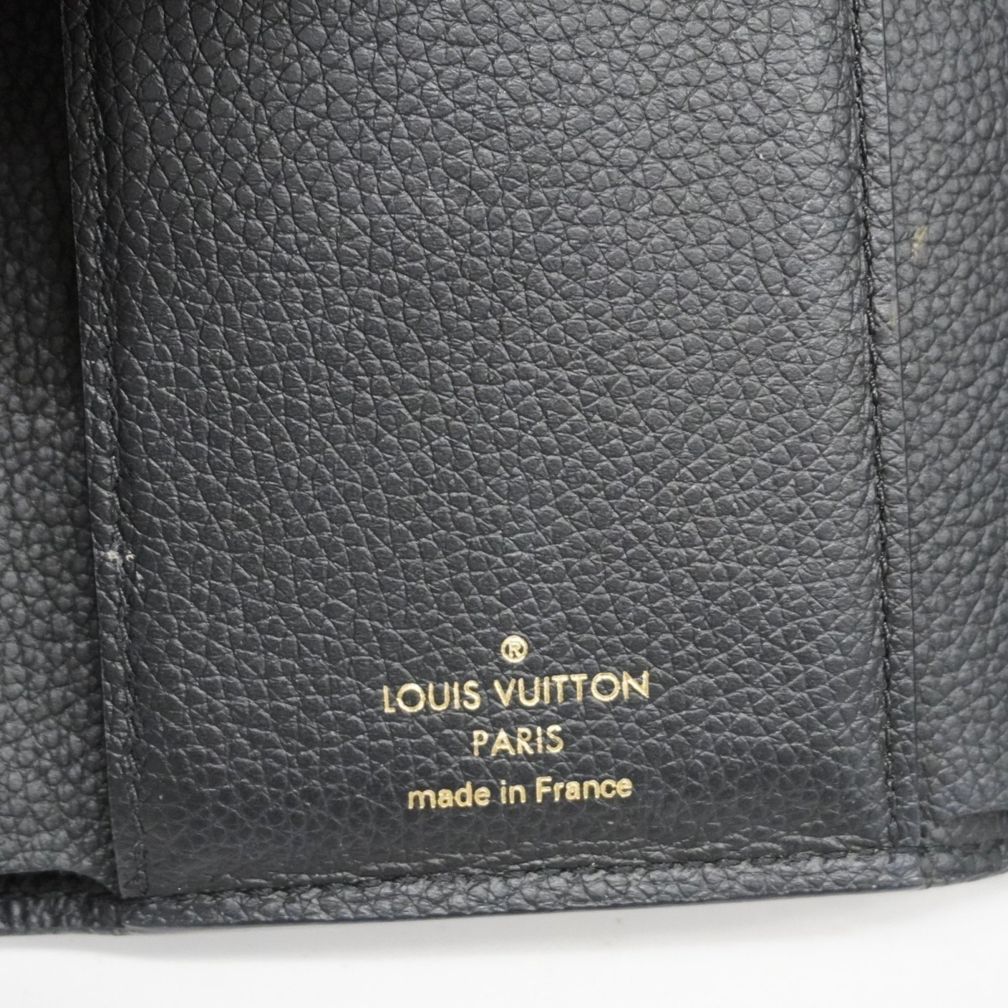 Louis Vuitton Tri-fold Wallet Monogram Empreinte Portefeuille Victorine M80968 Black Women's