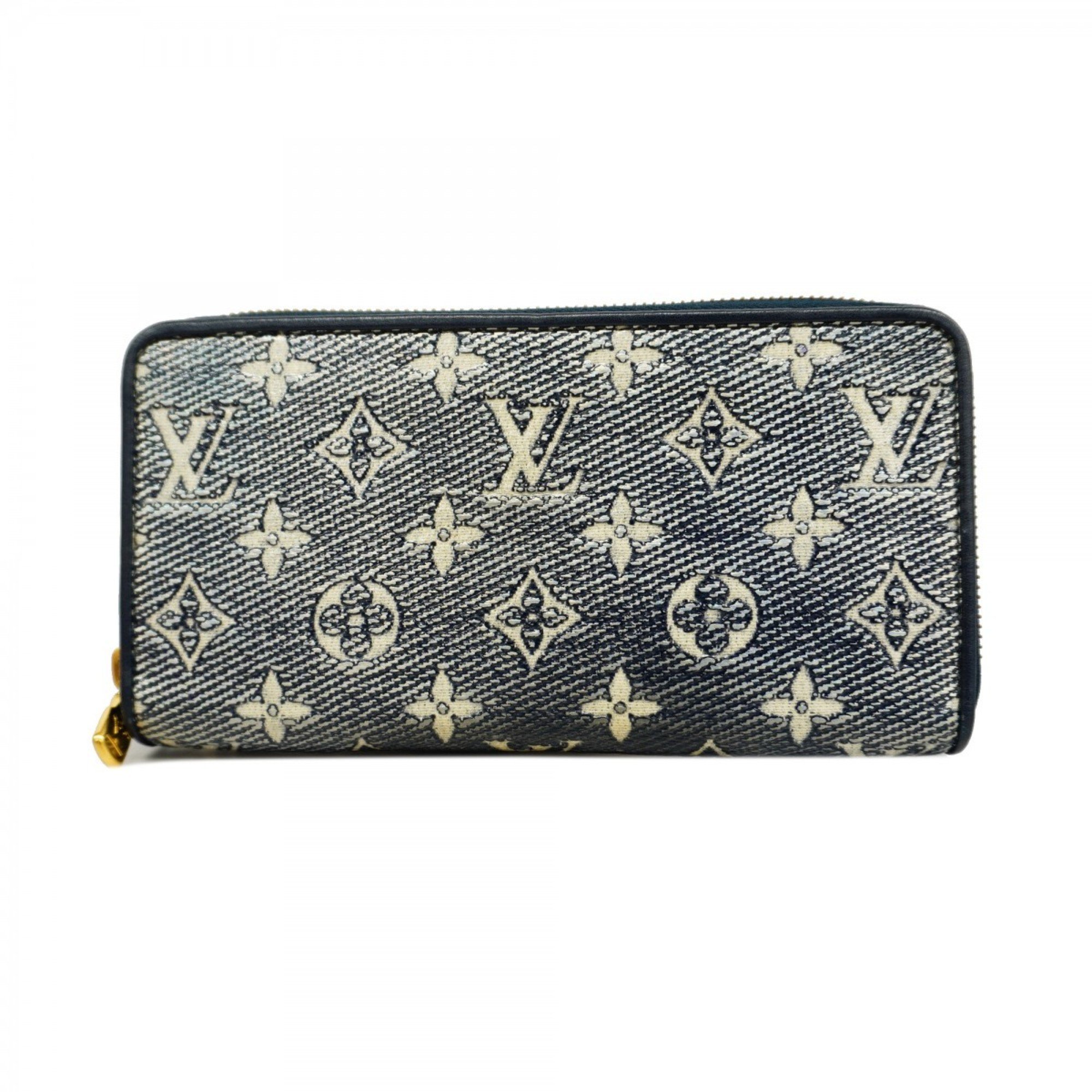 Louis Vuitton Long Wallet Monogram Jacquard Zippy M82468 Navy Women's