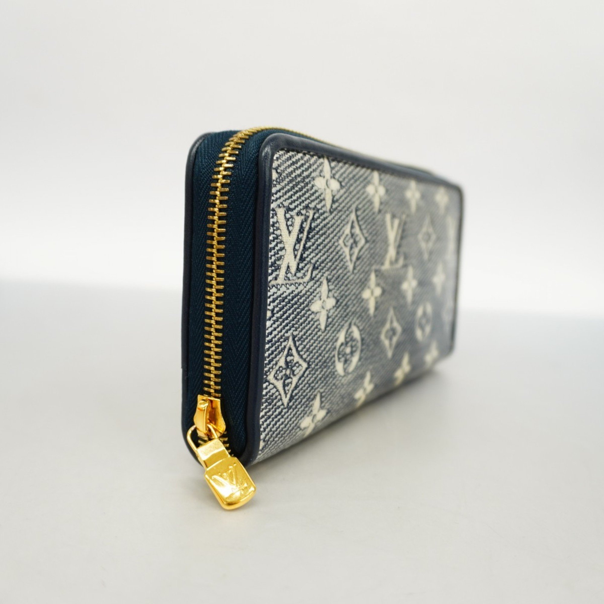 Louis Vuitton Long Wallet Monogram Jacquard Zippy M82468 Navy Women's