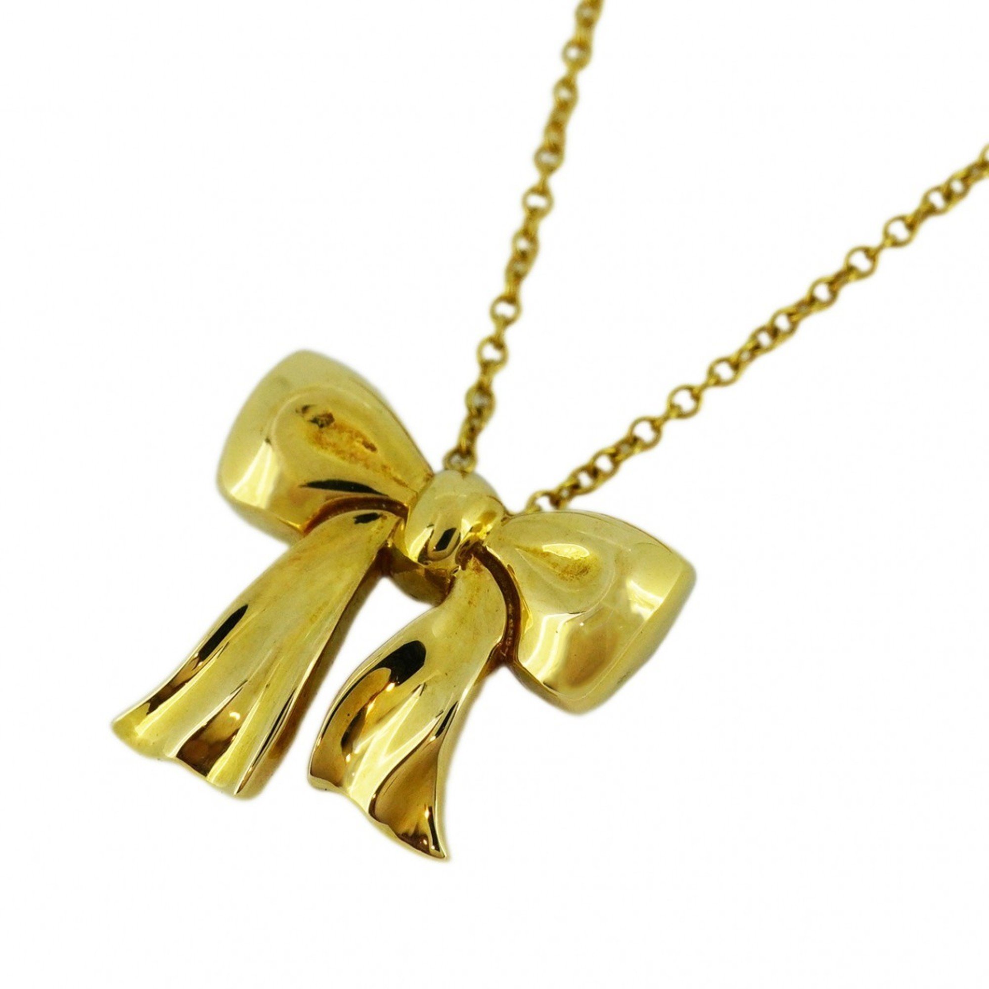 Tiffany Necklace Ribbon K18YG Yellow Gold Ladies