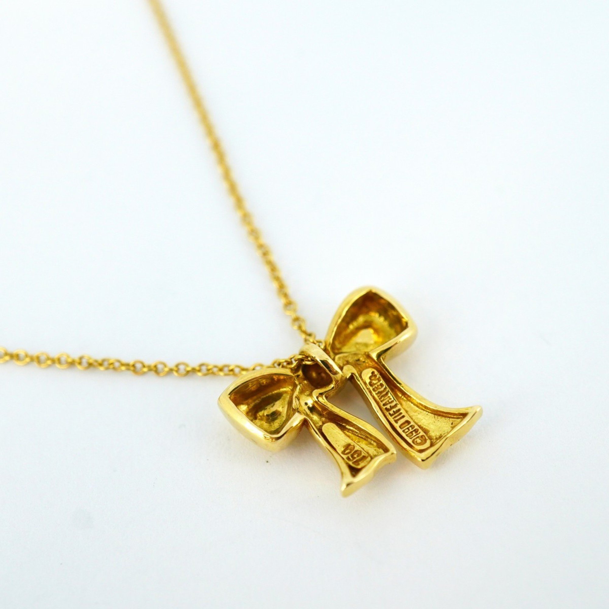 Tiffany Necklace Ribbon K18YG Yellow Gold Ladies