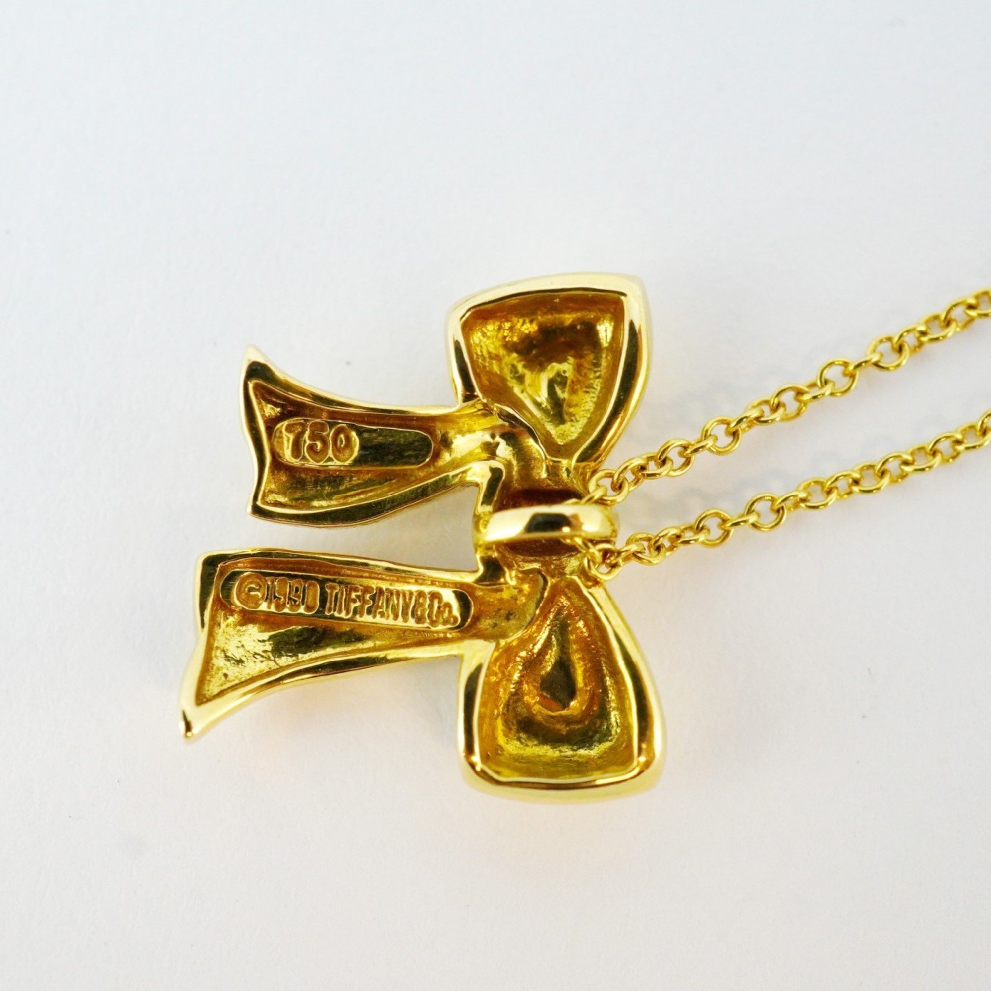 Tiffany Necklace Ribbon K18YG Yellow Gold Ladies