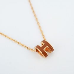 Hermes Necklace Pop Ash GP Plated Brown Rose Gold Ladies