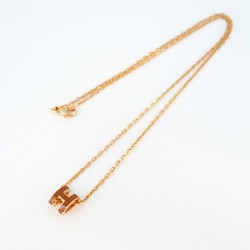 Hermes Necklace Pop Ash GP Plated Brown Rose Gold Ladies