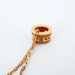 Hermes Necklace Pop Ash GP Plated Brown Rose Gold Ladies