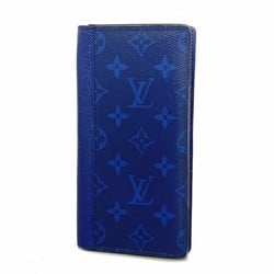 Louis Vuitton Long Wallet Taigarama Portefeuille Brazza M30297 Blue Men's