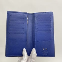 Louis Vuitton Long Wallet Taigarama Portefeuille Brazza M30297 Blue Men's