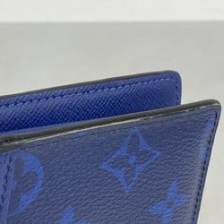 Louis Vuitton Long Wallet Taigarama Portefeuille Brazza M30297 Blue Men's