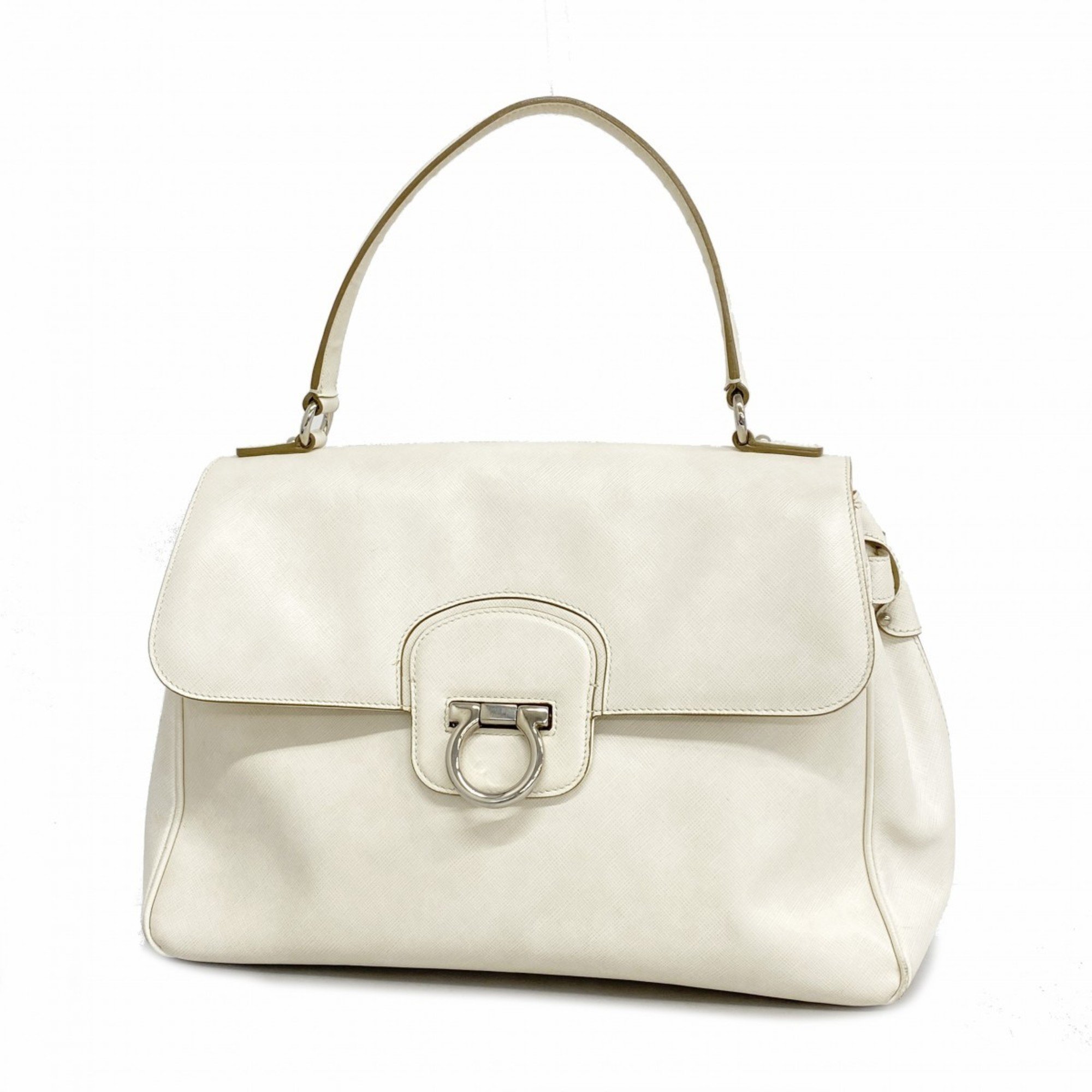 Salvatore Ferragamo Handbag Gancini Leather White Women's