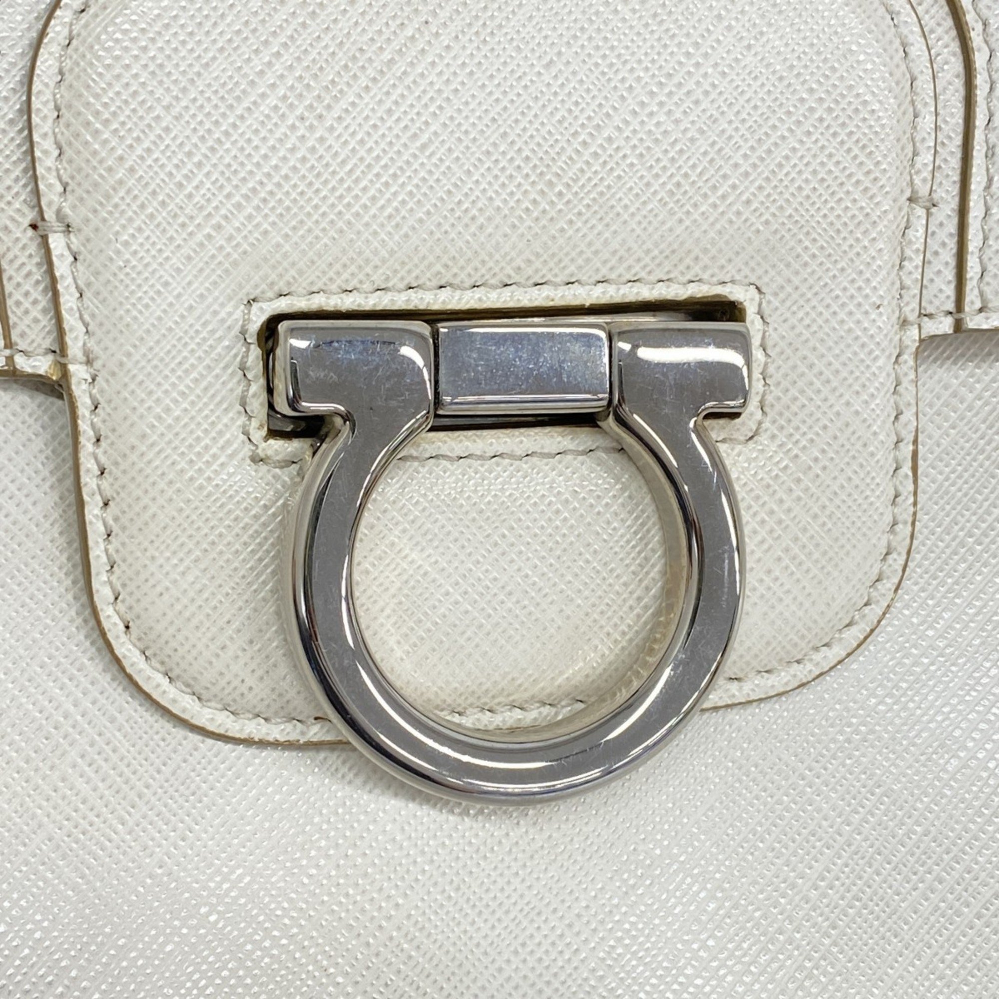 Salvatore Ferragamo Handbag Gancini Leather White Women's