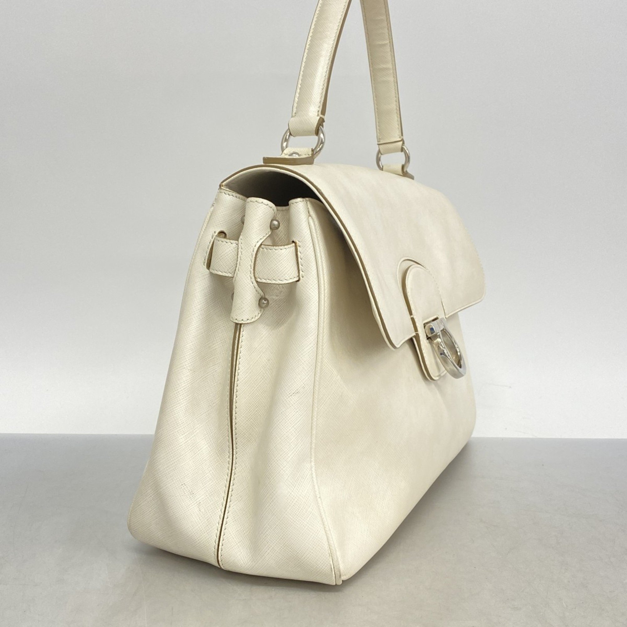 Salvatore Ferragamo Handbag Gancini Leather White Women's