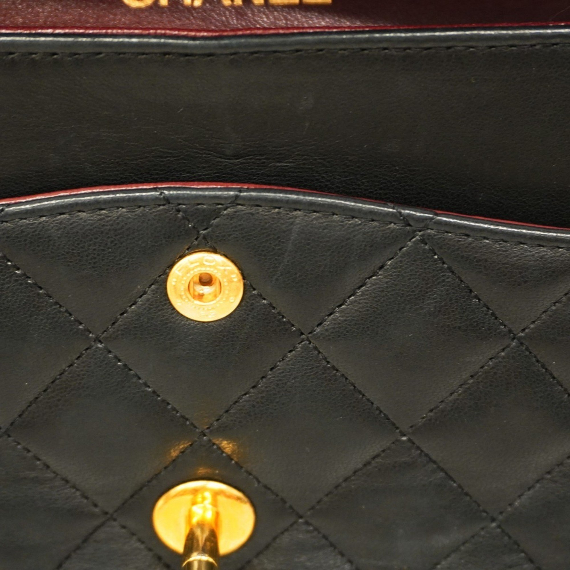 Chanel Shoulder Bag Matelasse Lambskin Black Women's