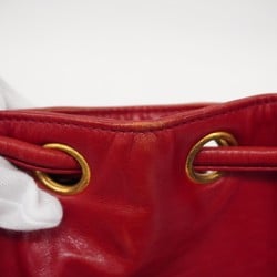 Chanel shoulder bag lambskin red ladies