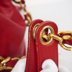 Chanel shoulder bag lambskin red ladies