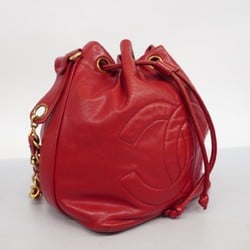 Chanel shoulder bag lambskin red ladies