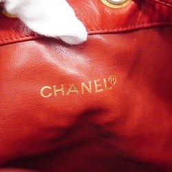 Chanel shoulder bag lambskin red ladies